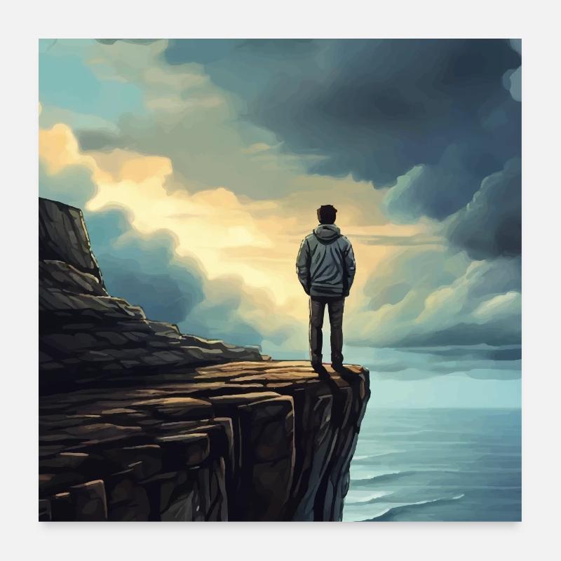 Wanderrer in der Natur Poster 60x60 cm