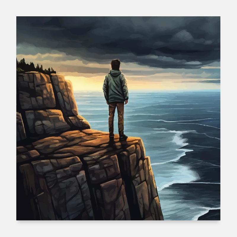 Wanderrer in der Natur Poster 60x60 cm