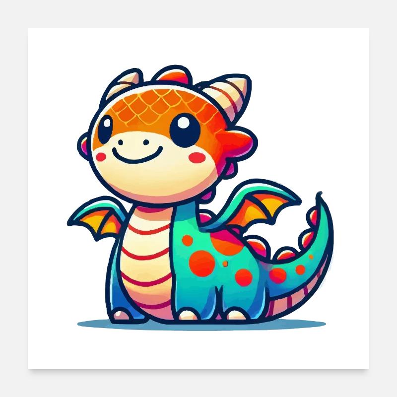 Dessin animé Dragon Poster 60 x 60 cm