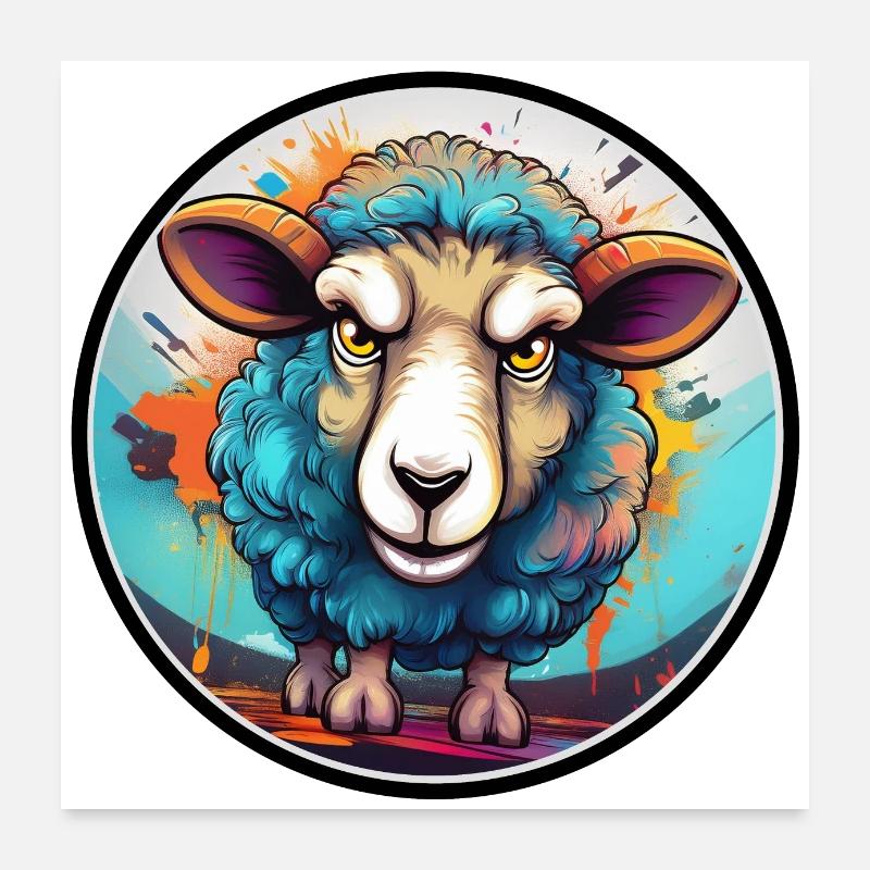 Angry Sheep Graffiti Poster 24" x 24" (60x60 cm)