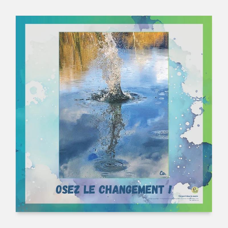 Ein Kopfsteinpflaster im Teich, quadratisch Poster 60x60 cm