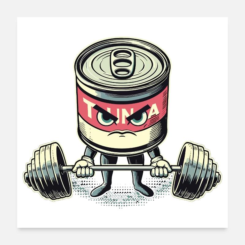 Thunfischdose hebt schweres Gewicht Geschenk Poster 60x60 cm