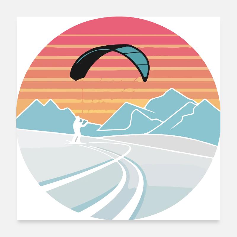 Snowkiting Adventure Art Poster 24" x 24" (60x60 cm)