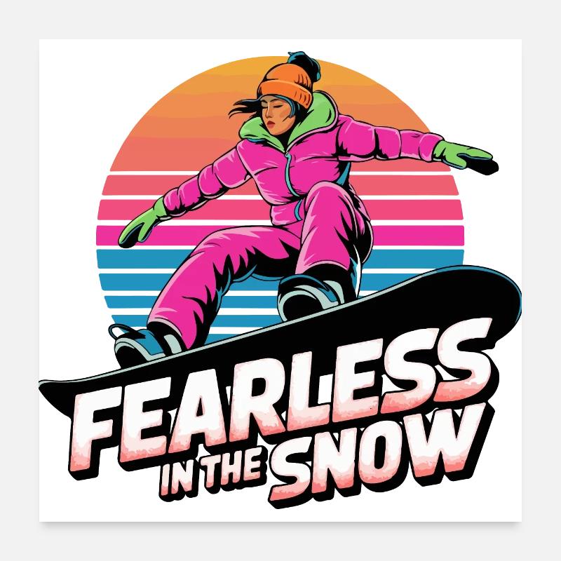 Fearless in the Snow - Retro Snowboard Art Poster 24" x 24" (60x60 cm)