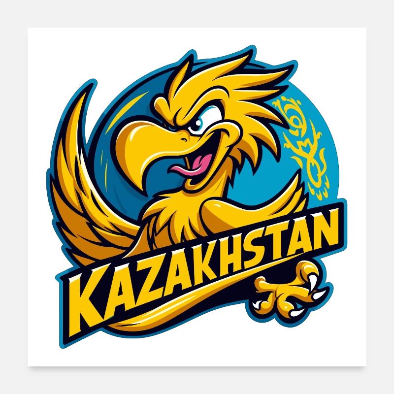 Kazakhstan Eagle Crest Cartoon Flag Gift Poster 24" x 24" (60x60 cm)