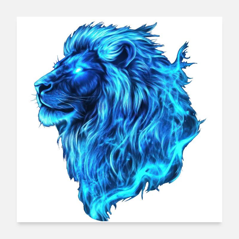Flammes Bleu Lion Poster 60 x 60 cm