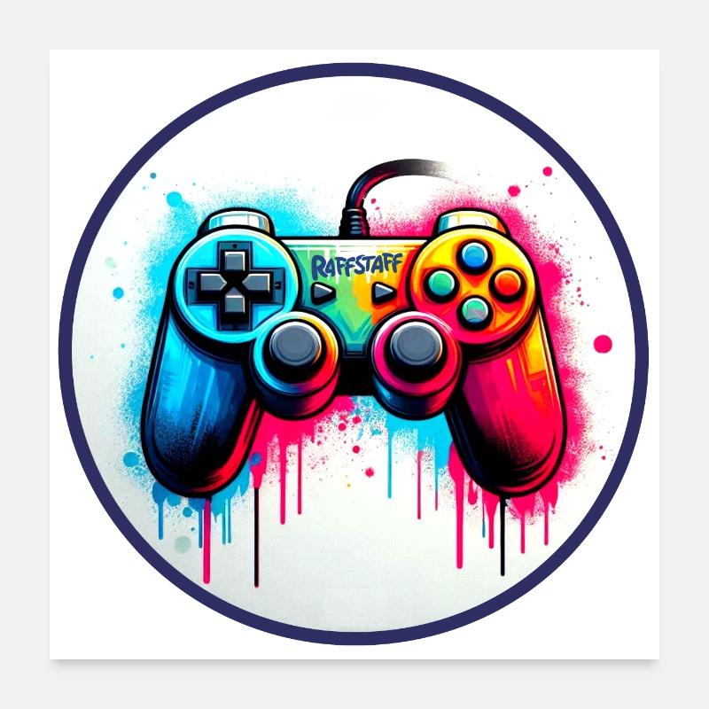 Gamer Gamepad Graffiti Controller - raffstaff ® Poster 60x60 cm