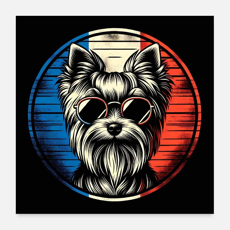 Yorkshire Terrier Yorkie mit Sonnenbrille Poster 60x60 cm
