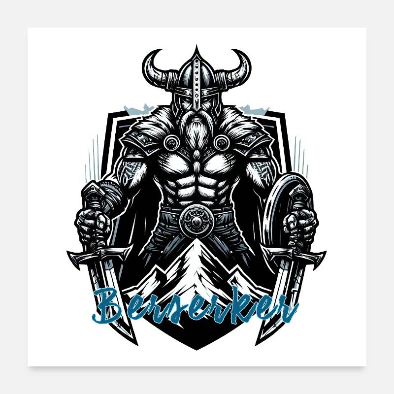 Berserker Wikinger, Berserker Schriftzug Poster 60x60 cm