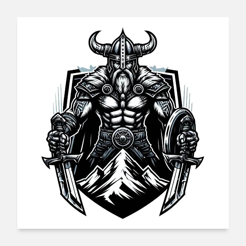 Berserker Wikinger Poster 60x60 cm