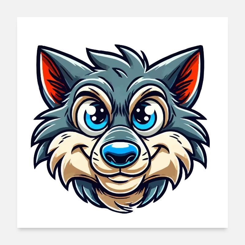 Bande dessinée loup Poster 60 x 60 cm