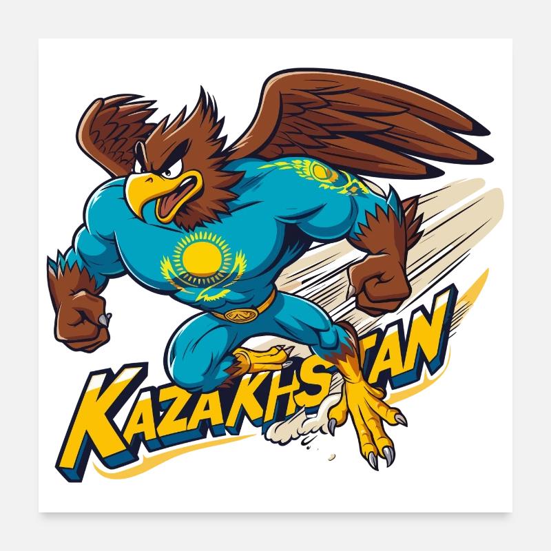 Kasachstan Superheld Held Power Adler Geschenk Poster 60x60 cm