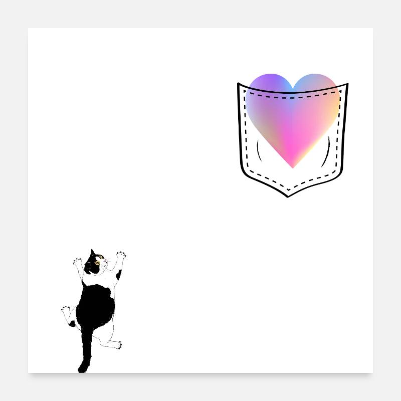 Cat Close to the Heart - Cat Lover Gift Poster 24" x 24" (60x60 cm)