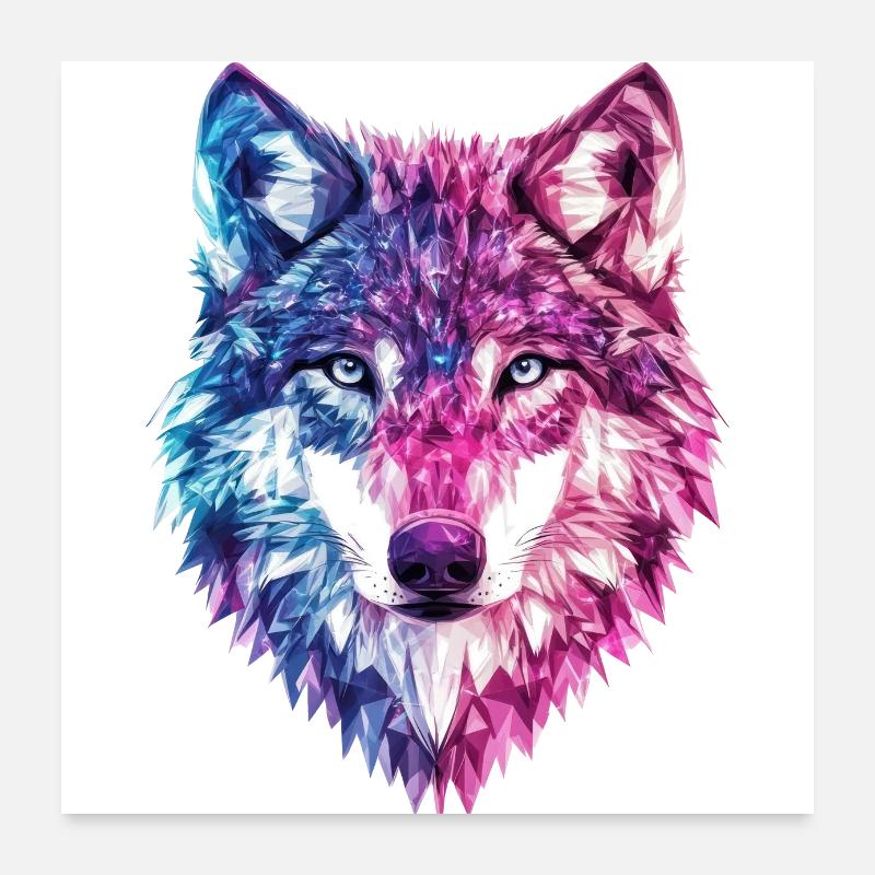 Wolf Crystals Fantasy Poster 24" x 24" (60x60 cm)