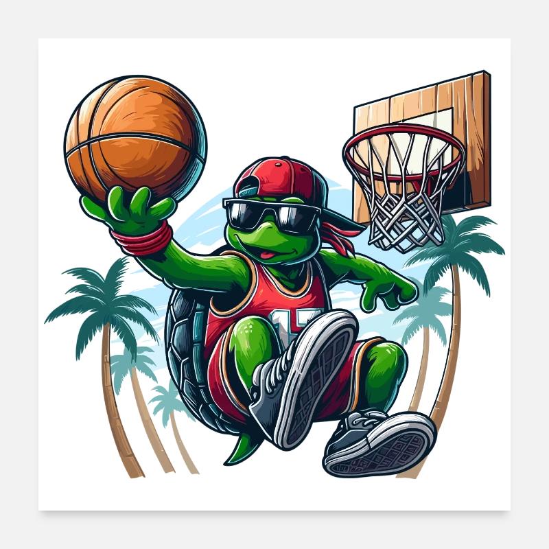 Basketball Schildkröte Dunking cool Geschenk Poster 60x60 cm
