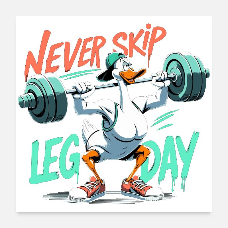 Leg Day Gans Beintraining witzig Gym Geschenk Poster 60x60 cm