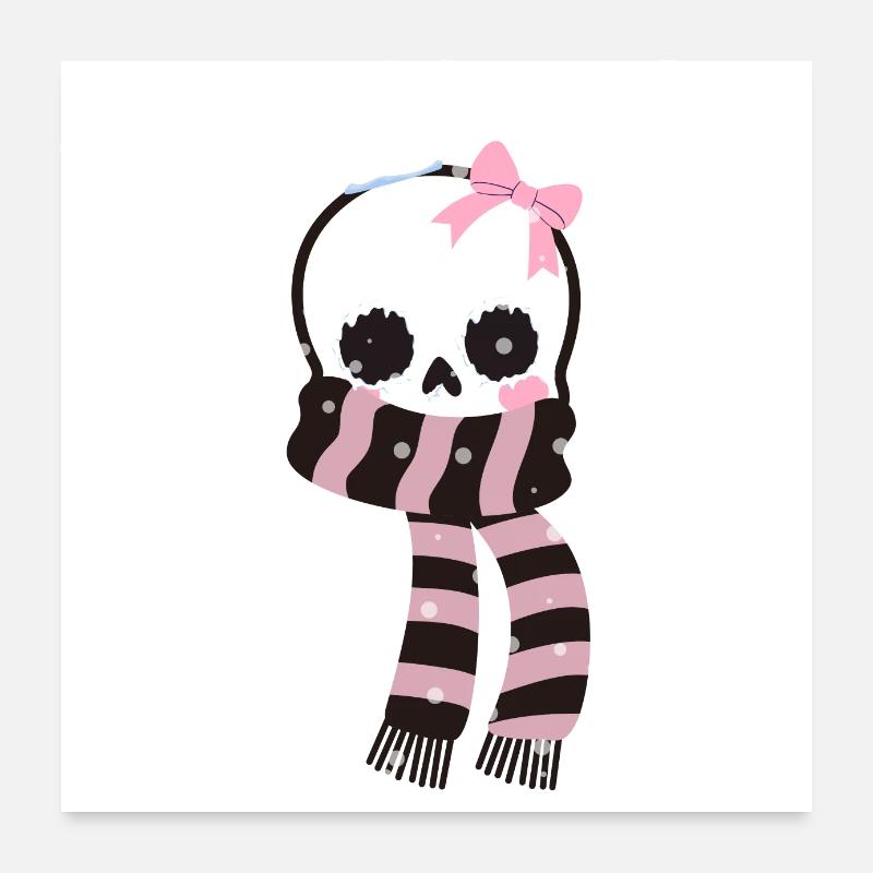 Cute freezing skeleton with cute ribbon Poster 24" x 24" (60x60 cm)