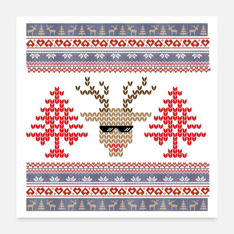 Vintage Point de Croix Noël - Poster 60 x 60 cm - blanc