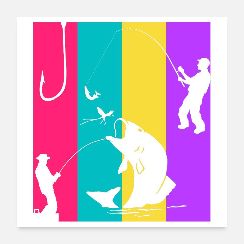 Pêche rétro - idée cadeau pêcheur Poster 60 x 60 cm