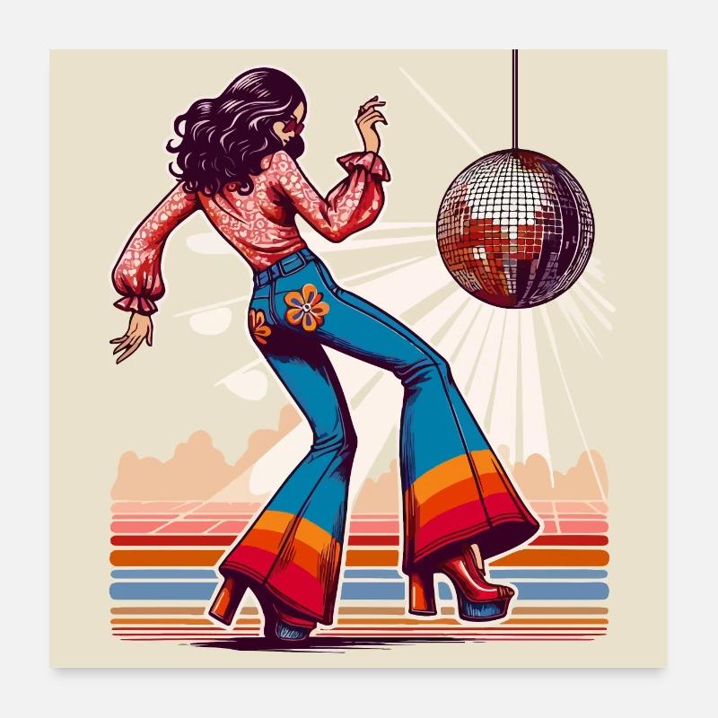 Retro Disco - Poster 60x60 cm - Weiß