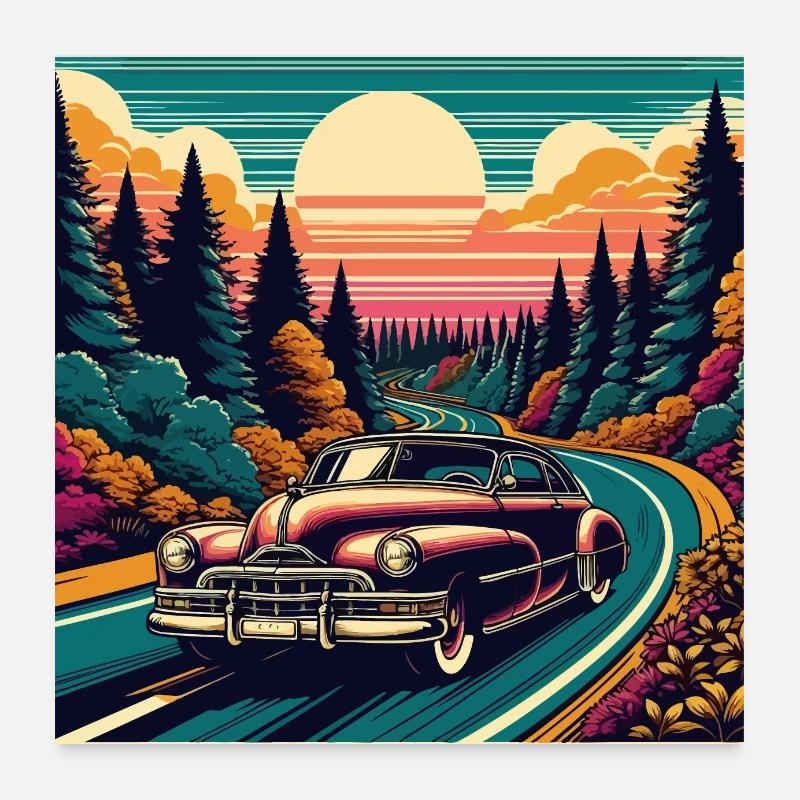 Eine Reise durch einen malerischen Wald Poster 60x60 cm