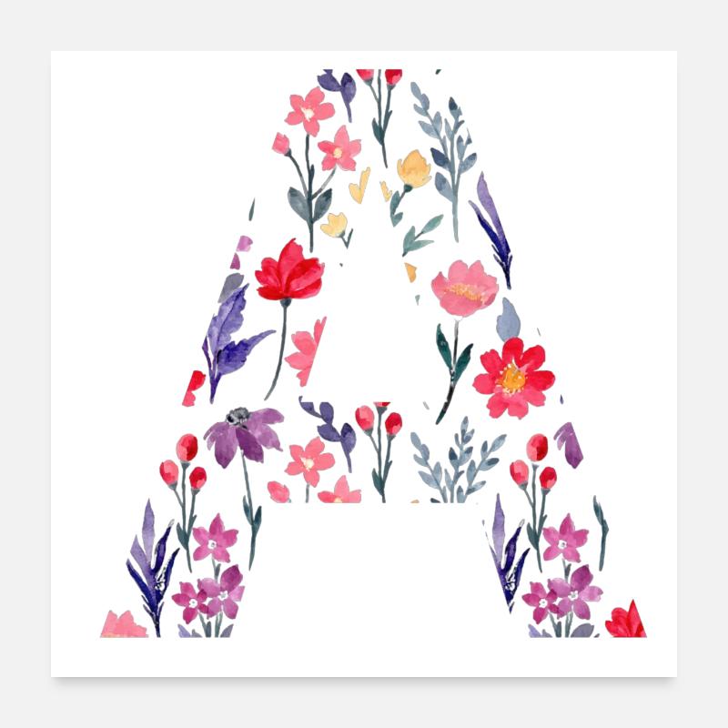 Personalized floral letter a - gift idea Poster 24" x 24" (60x60 cm)
