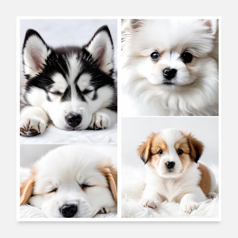 Collage mit Hunde Welpen Poster 60x60 cm