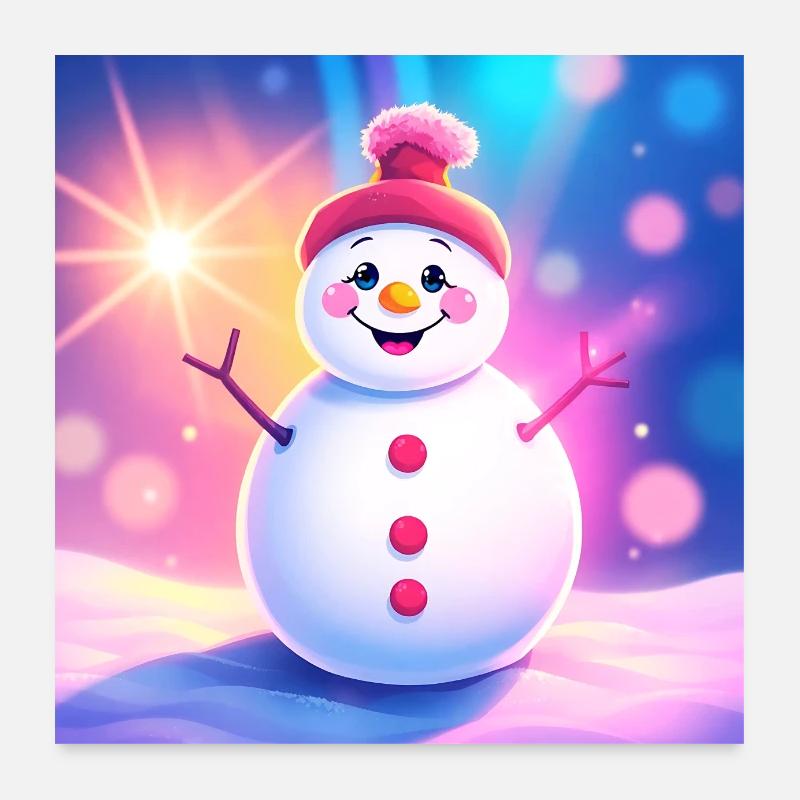cute snowman Poster 24" x 24" (60x60 cm)