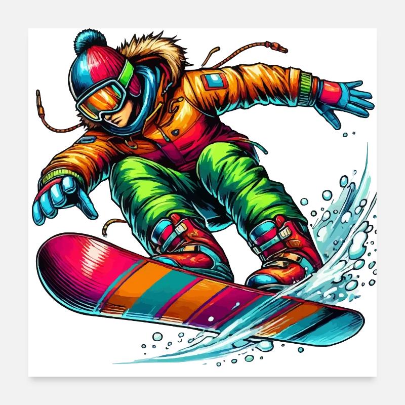 snowboarder - Poster 60x60 cm - Weiß