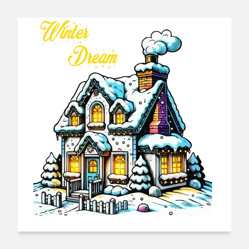 Maison de rêve d’hiver Poster 60 x 60 cm