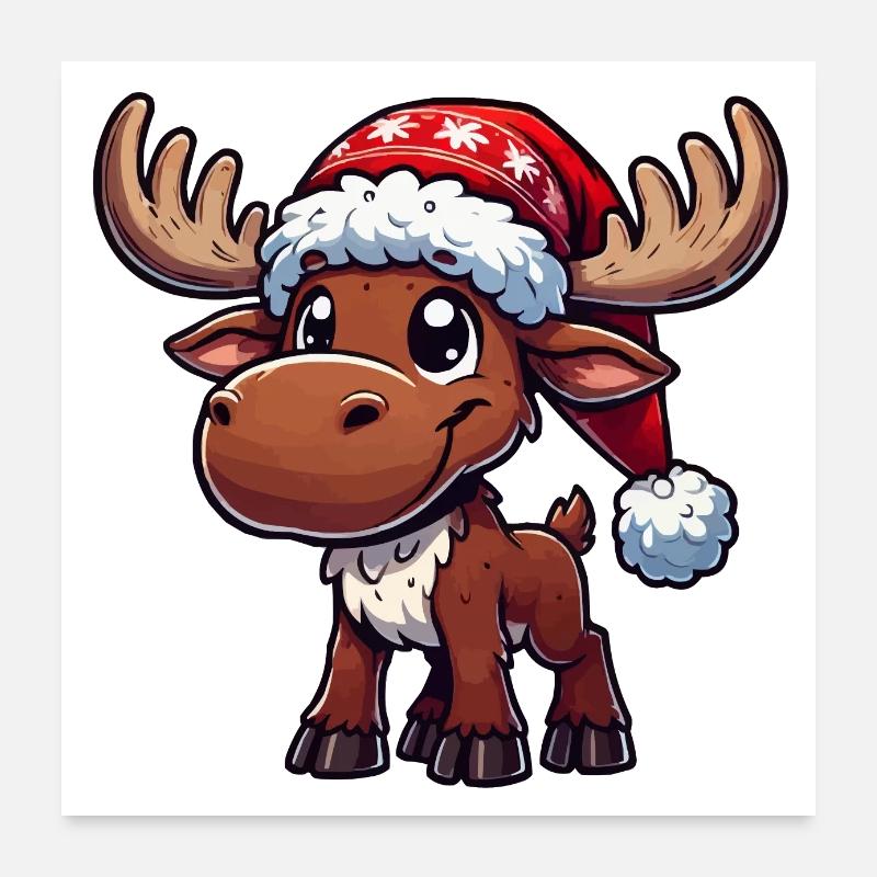 Deer Comic Christmas Poster 24" x 24" (60x60 cm)