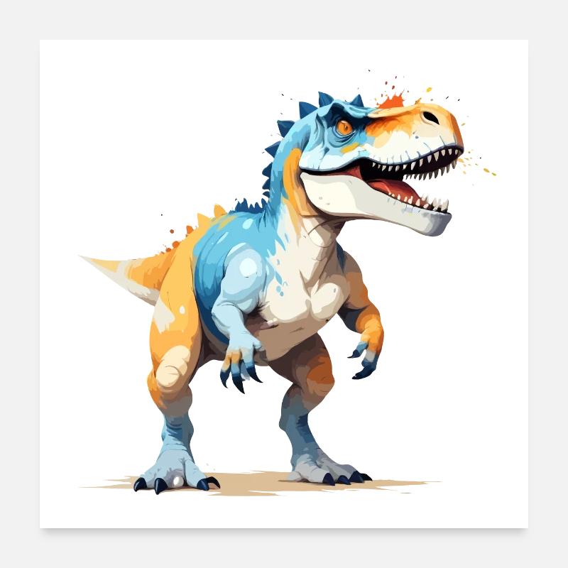Dinosaurier Vektor Kunst mit lebendiger Illustration Poster 60x60 cm