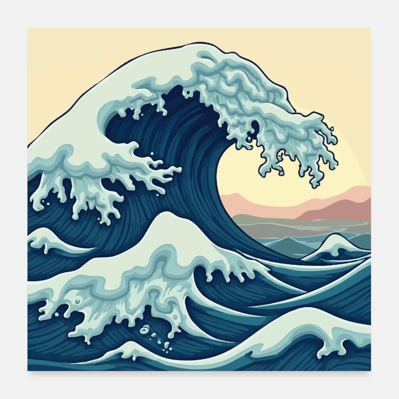 Fantastic Atlantic Ocean - Retro Ocean Waves Poster 24" x 24" (60x60 cm)