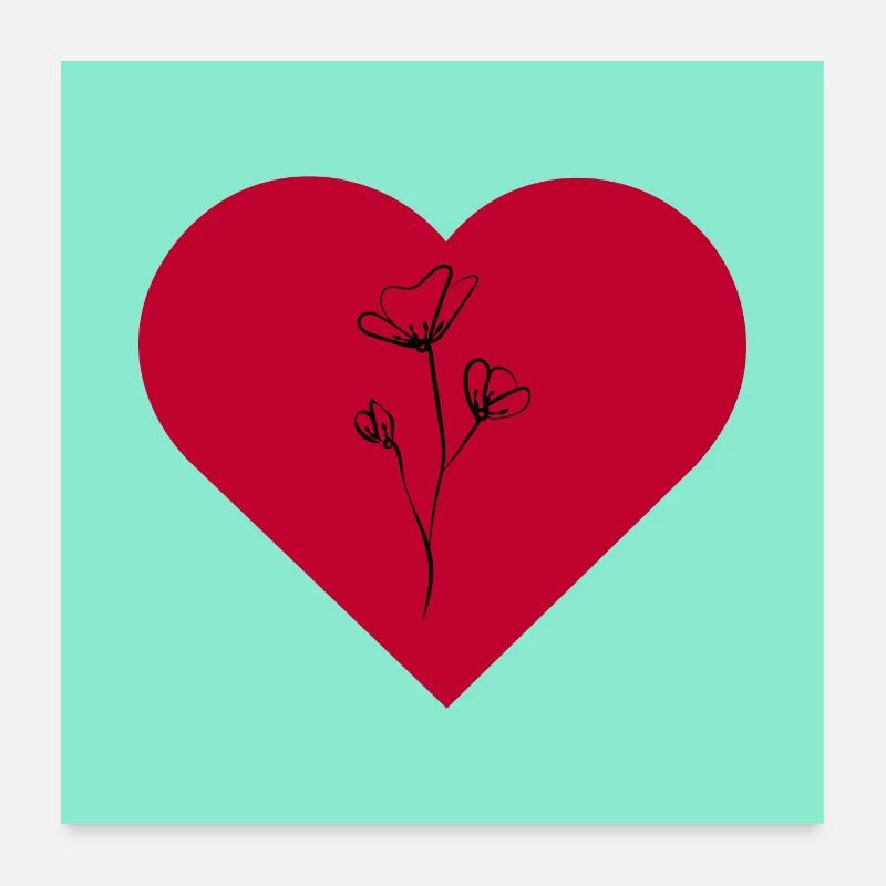 Coeur de fleur Poster 60 x 60 cm