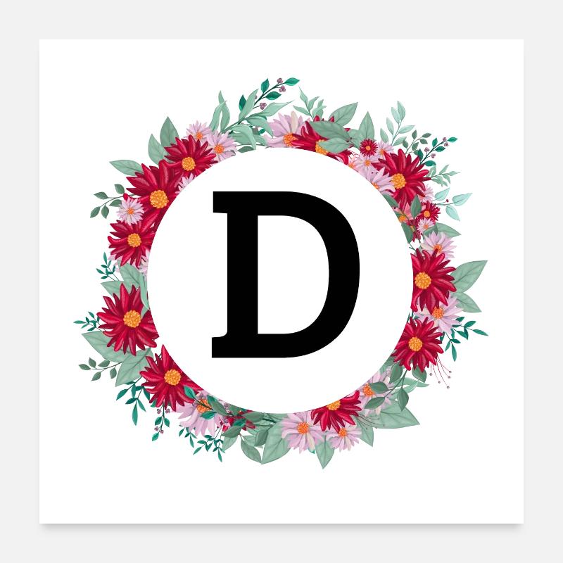 Blumenkrone Buchstabe Poster 60x60 cm