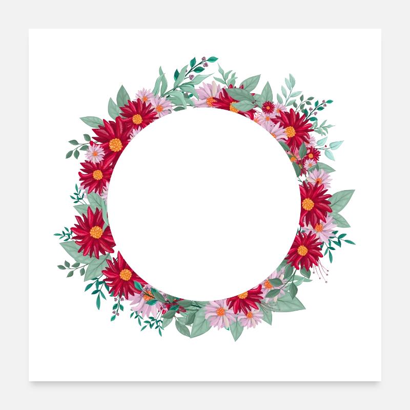 Letter e floral wreath Poster 24" x 24" (60x60 cm)