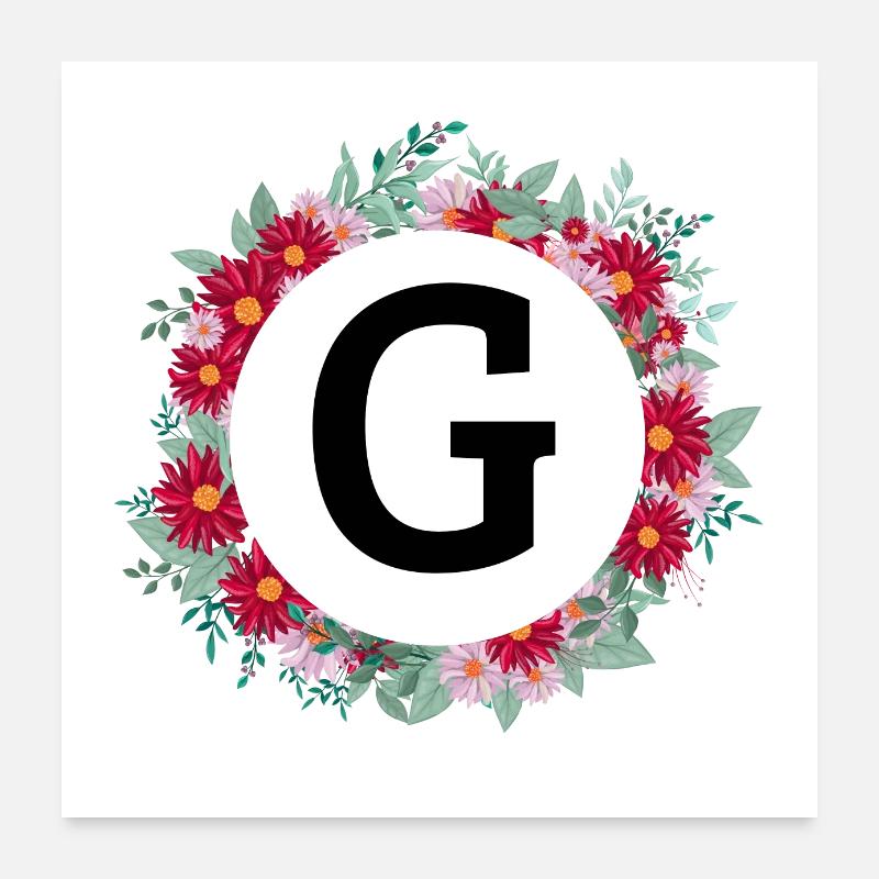 Letter g floral crown Poster 24" x 24" (60x60 cm)