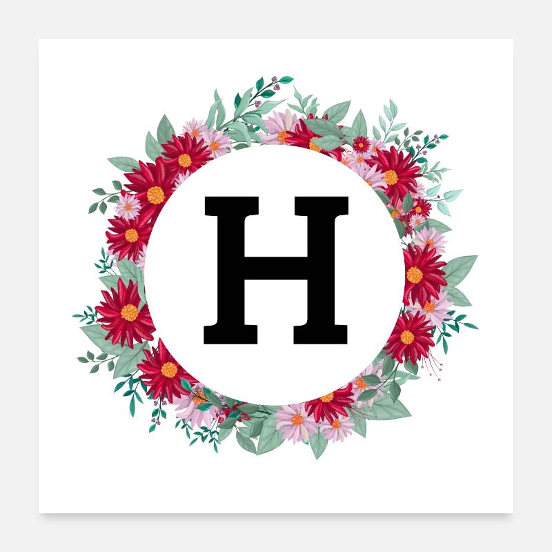 Buchstabe h Blumenkrone Poster 60x60 cm