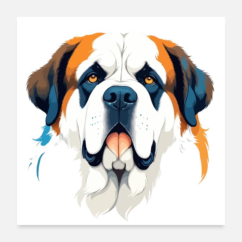 Saint Bernard Vector Art Vibrant Illustration Poster 60 x 60 cm