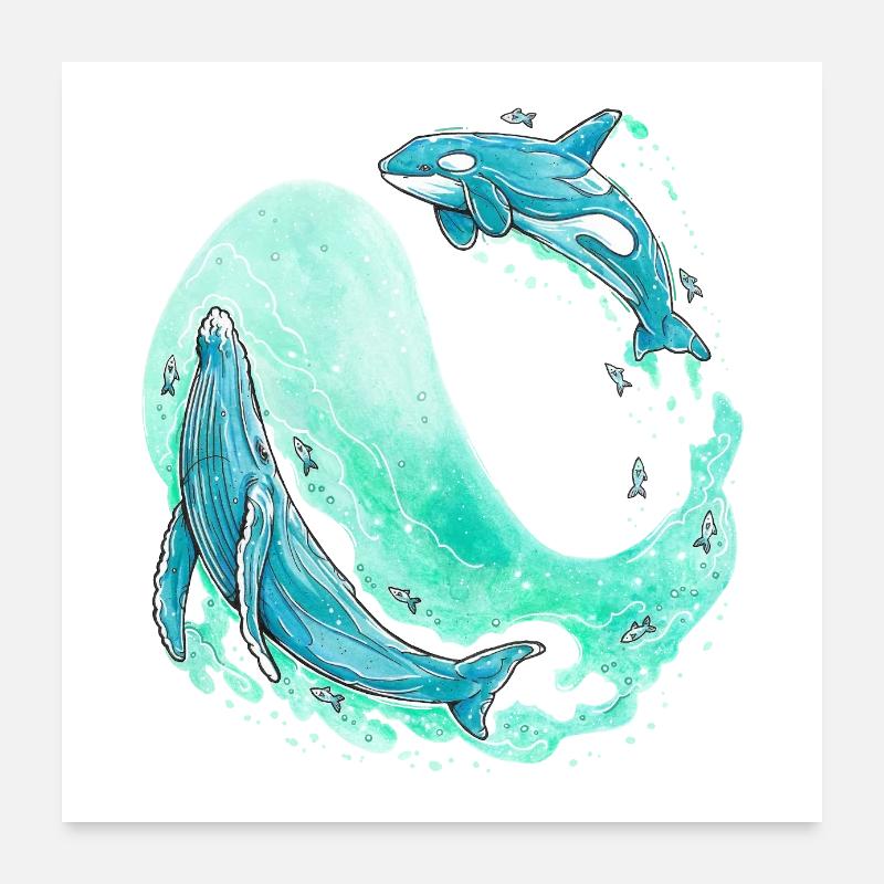 Whale Wave Poster 24" x 24" (60x60 cm)
