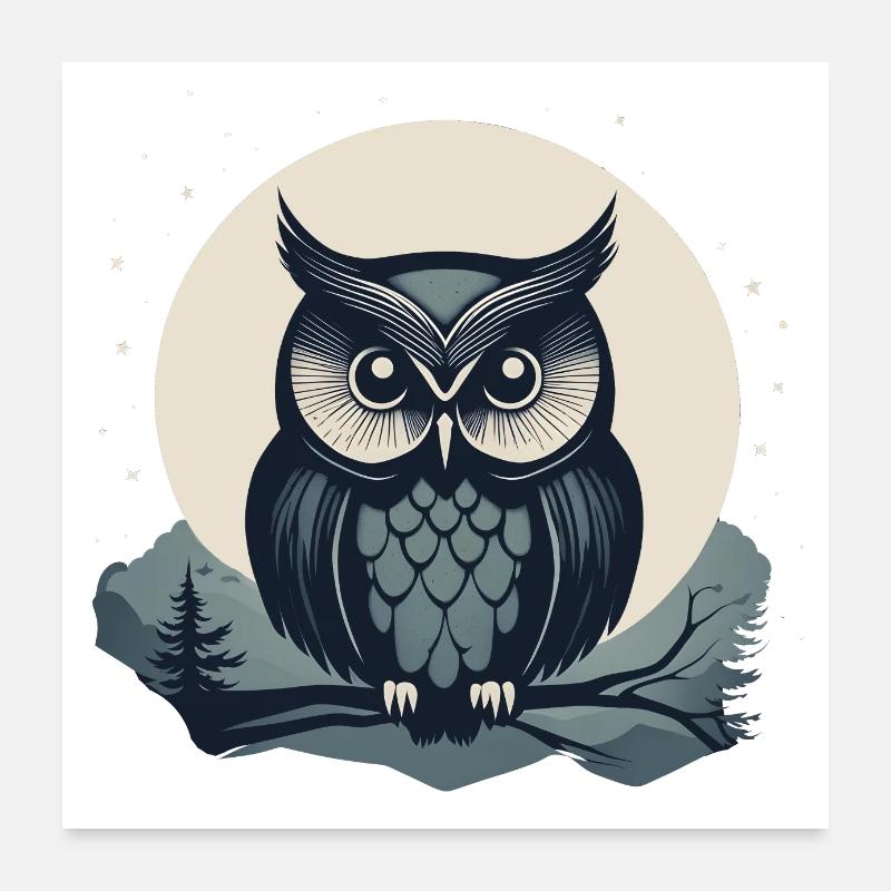 Stylized Owl - Poster 24" x 24" (60x60 cm) - white