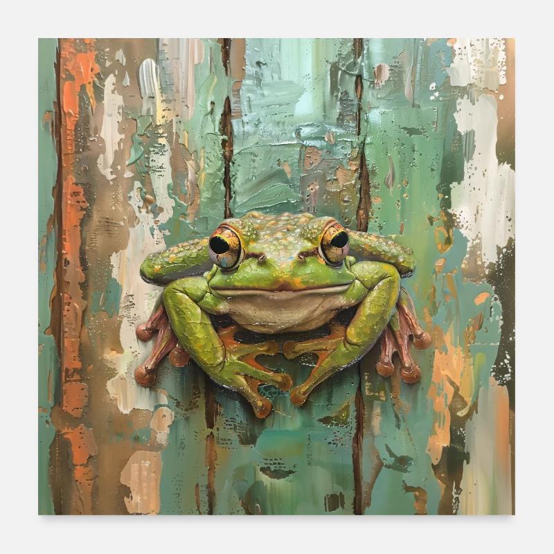 Frosch guckt - Poster 60x60 cm - Weiß