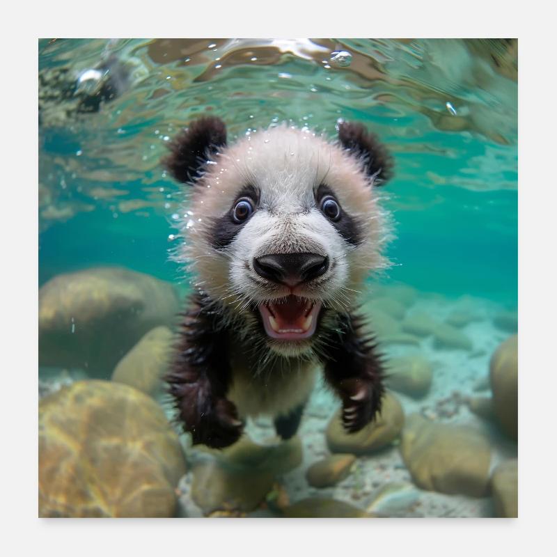 Panda sott'acqua Poster 60x60 cm