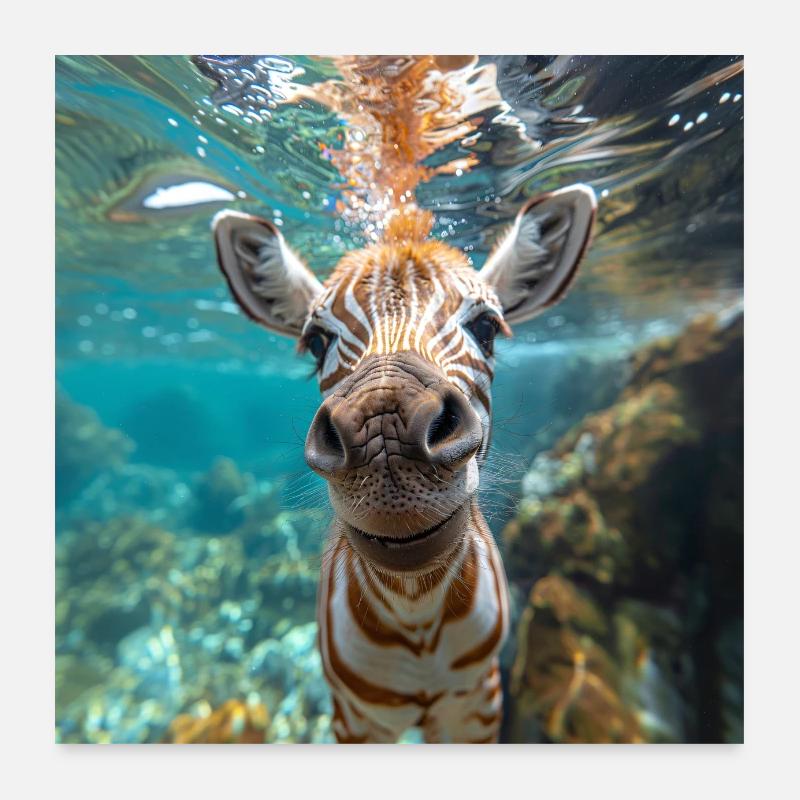 Zebra under water Poster 24" x 24" (60x60 cm)