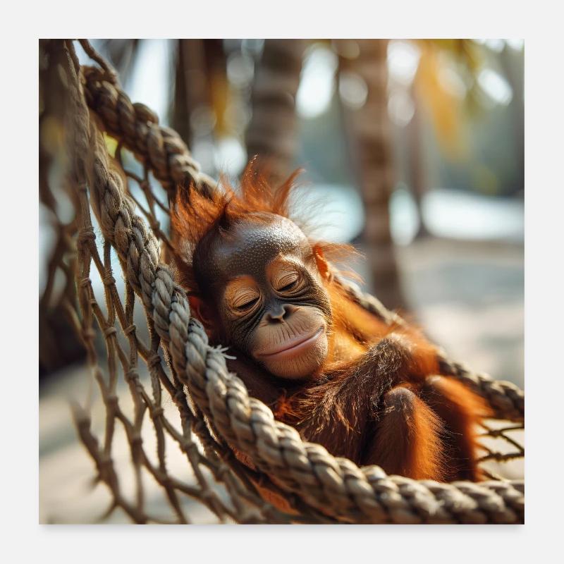 Orangutan in the hammock Poster 24" x 24" (60x60 cm)