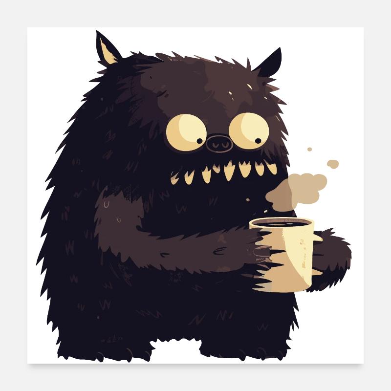 Monstre de café Poster 60 x 60 cm