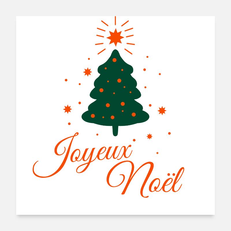 Joyeux Noël en rouge : sapin classique et joyeux Poster 60 x 60 cm