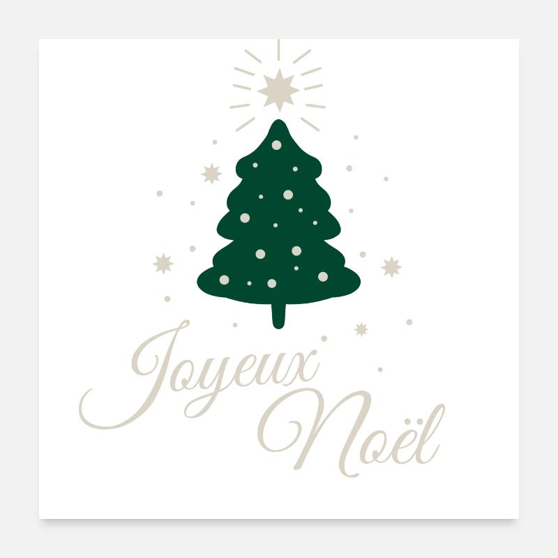 Minimalistischer Tannenbaum mit raffiniertem silbernem Text Poster 60x60 cm