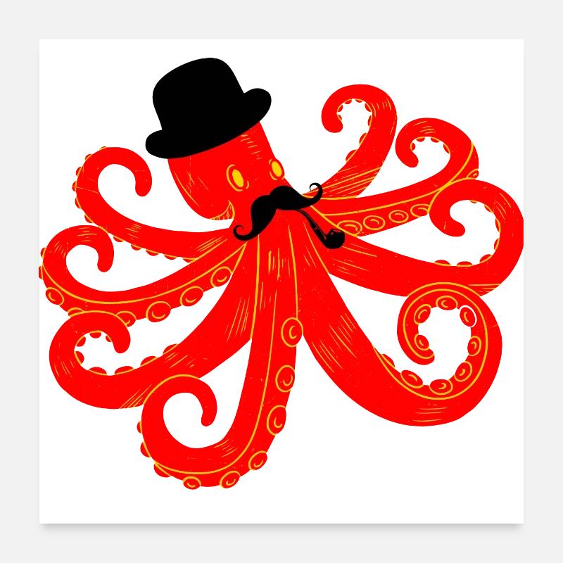 Gentleman pieuvre Poster 60 x 60 cm
