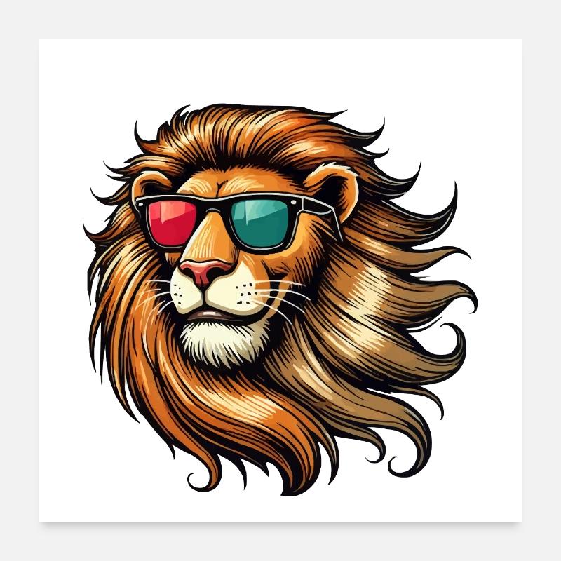 Lunettes de soleil Lion Poster 60 x 60 cm